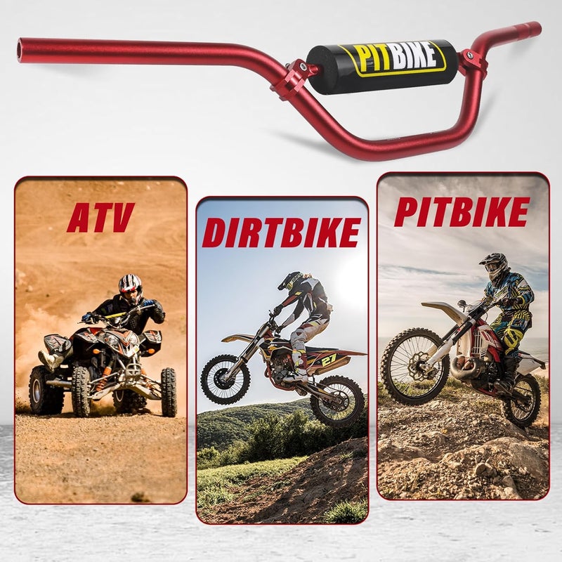 DAYIMADE 7/8" Pit Bike Handlebars with Foam Pad – Motorcycle Handlebars for CRF YZF KXF KLX RMZ DRZ Dirt Bikes, ATV, Quad, E-Bike Mods,T6 Aluminum 7/8 Motorcycle Handlebar Upgrade (Red) - Image 4